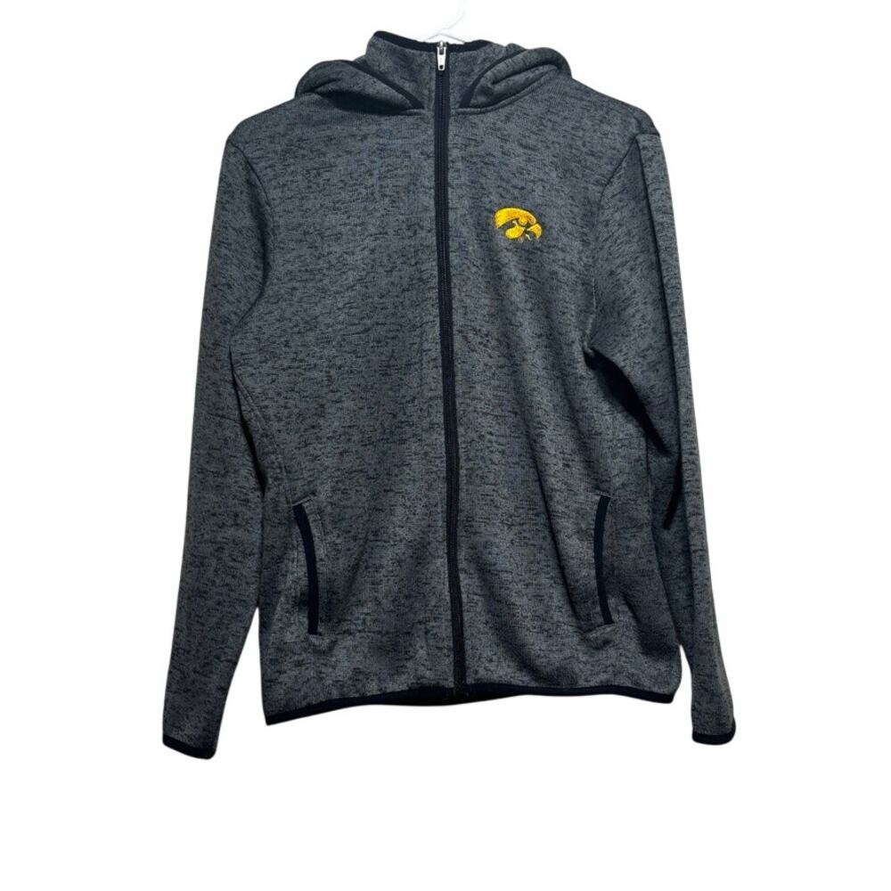 Colosseum Iowa Hawkeyes Youth Large 12/14 Full Zip Gray Fleece Hoodie 7 Threads